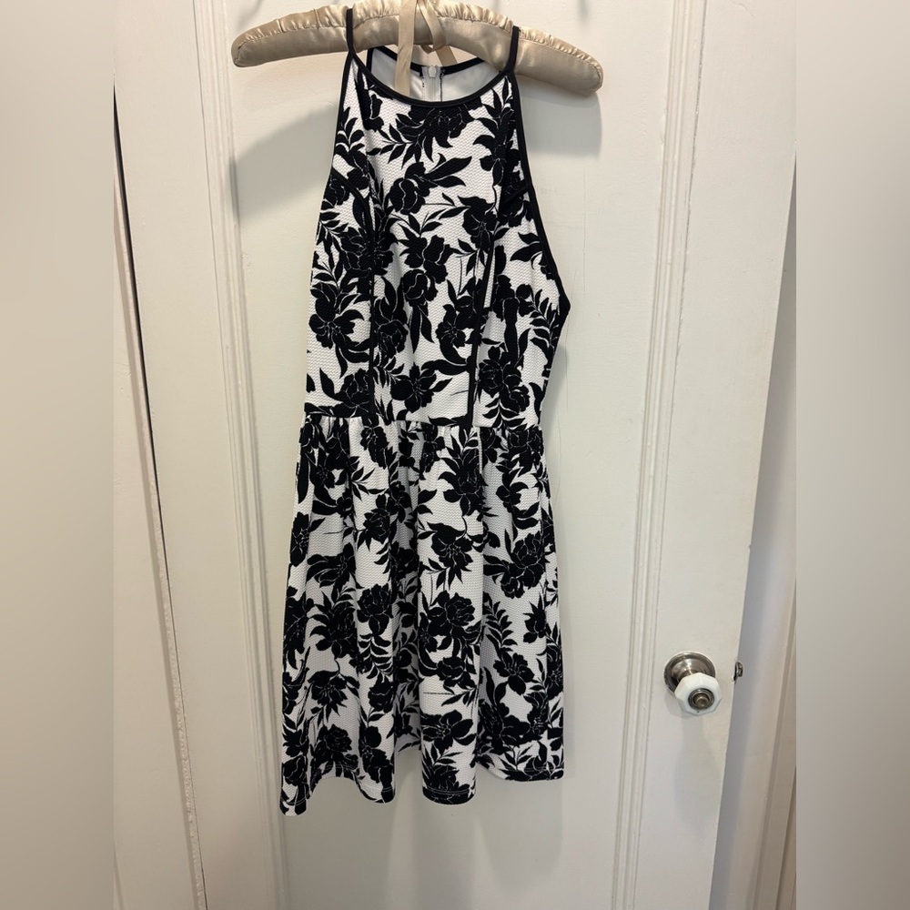 Design Lab Lord & Taylor Black and White Patterned Dress